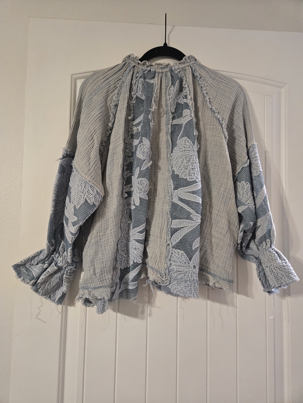 Oli & Hali Pale Blue Lace Oversized Blouse - Picture 6 of 6
